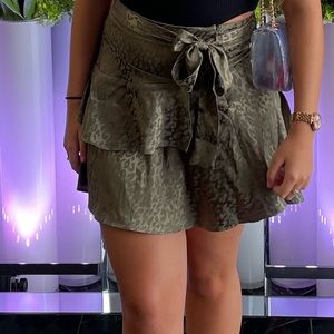 Satin Cheetah Army Geeen Skirt